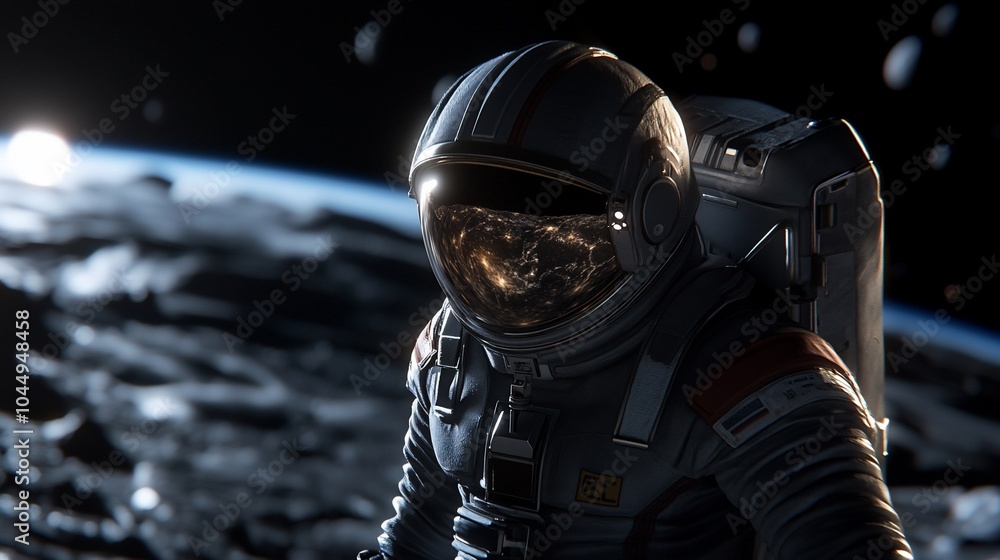 Fototapeta premium Astronaut in space suit looking at Earth.