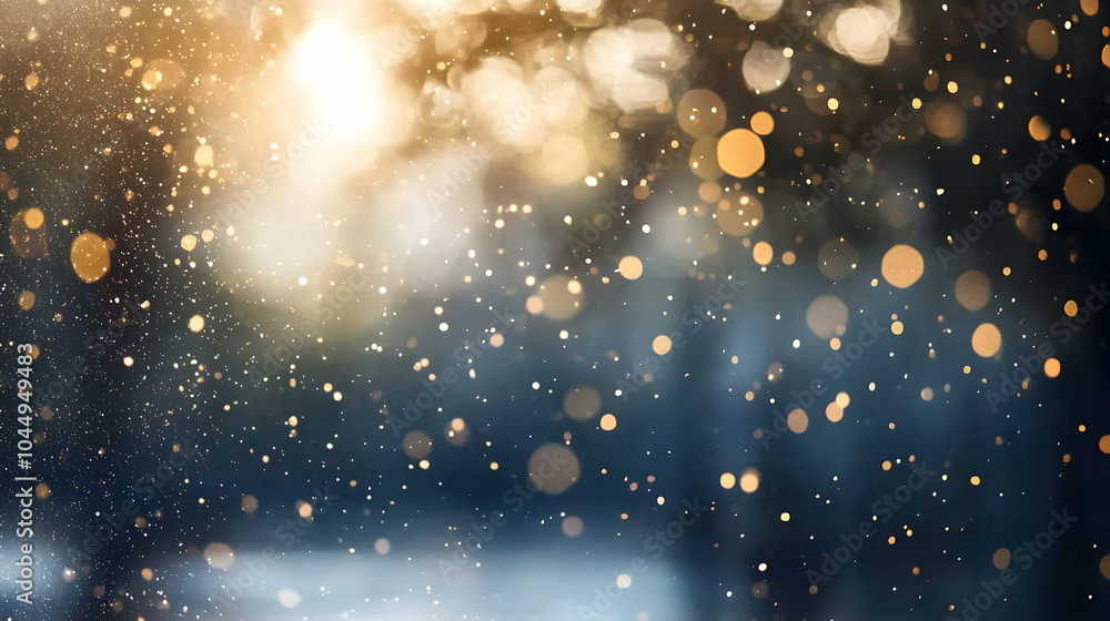 Abstract Background with Gold Bokeh and Blue Hues Abstract Background with Gold Bokeh and Blue Hues