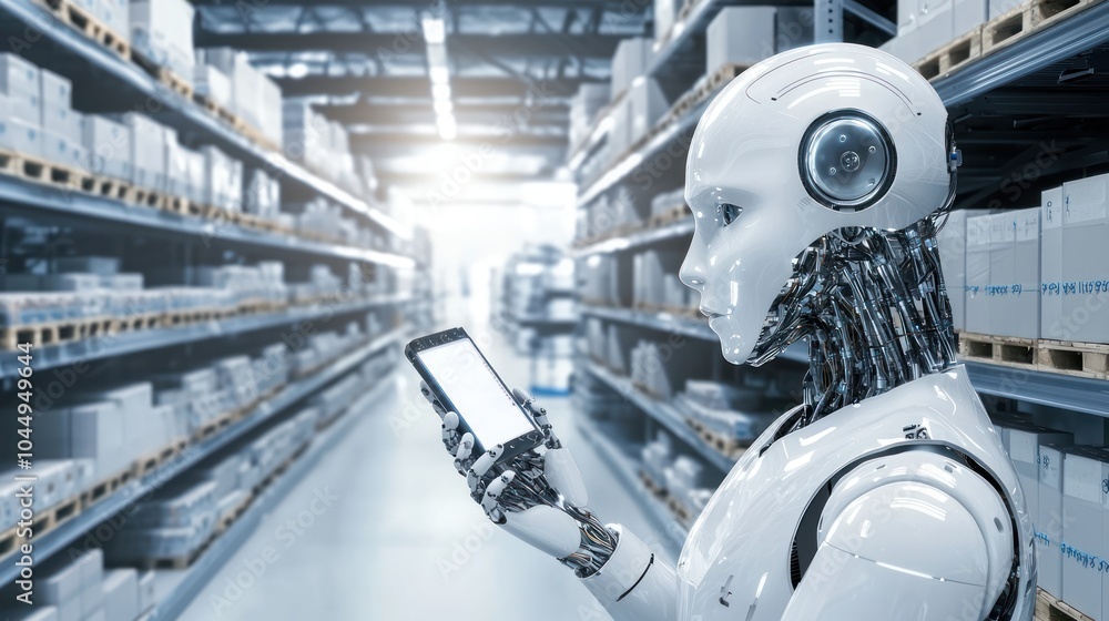 Fototapeta premium Exploring the integration of robotics and technology in modern warehousing operations