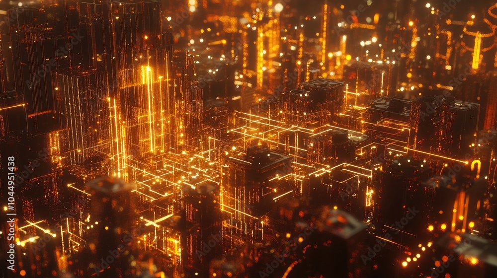 Futuristic Cityscape with Bright Neon Lines and Lights Futuristic Cityscape with Bright Neon Lines and Lights