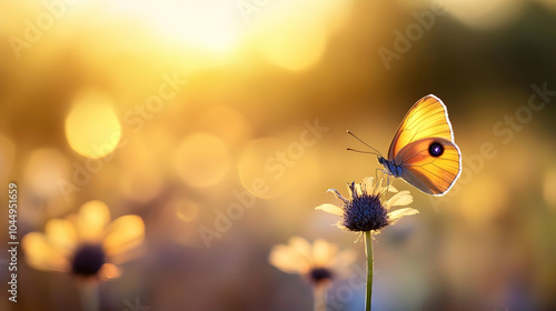 Butterfly on a Flower in a ...