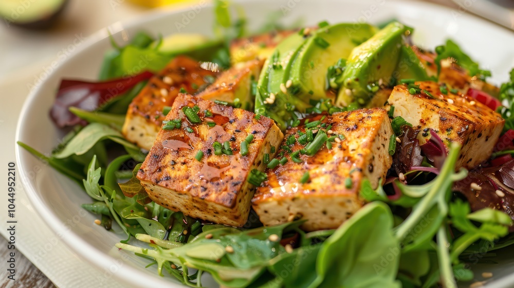 Tofu Salad with Avocado, Green and Sesame Tofu Salad with Avocado, Green and Sesame