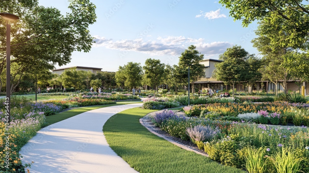 Scenic Garden Pathway in Vibrant Nature Setting Scenic Garden Pathway in Vibrant Nature Setting