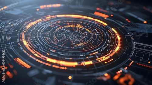 Wallpaper Mural Glowing Tech Circle with Complex Digital Connections and Data Streams Set Against a Dark Backdrop 3D Rendering Symbolizing Big Data and Digital Transformation Torontodigital.ca