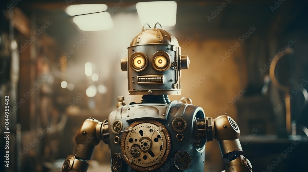 In a steampunk world, a retro robot embarks on a journey to discover its origins In a steampunk world, a retro robot embarks on a journey to discover its origins