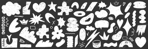 Hand drawn arrow scribble crayon set. Squiggle, scratch doodle kid arrow star set. Crayon scratch texture shape children kid naive. Vector illustration