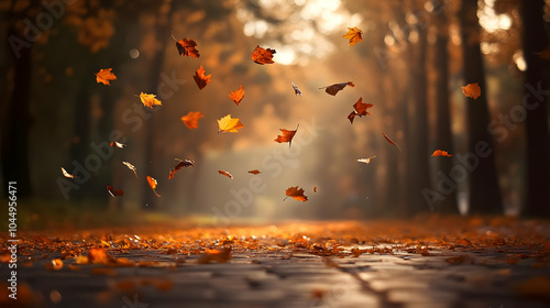 Falling Autumn Leaves on a ...