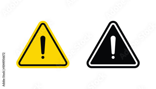 Set of triangle alert warning traffic icon sign. yellow and black warning sign. exclamation mark. alert sign. hazard warning attention sign set