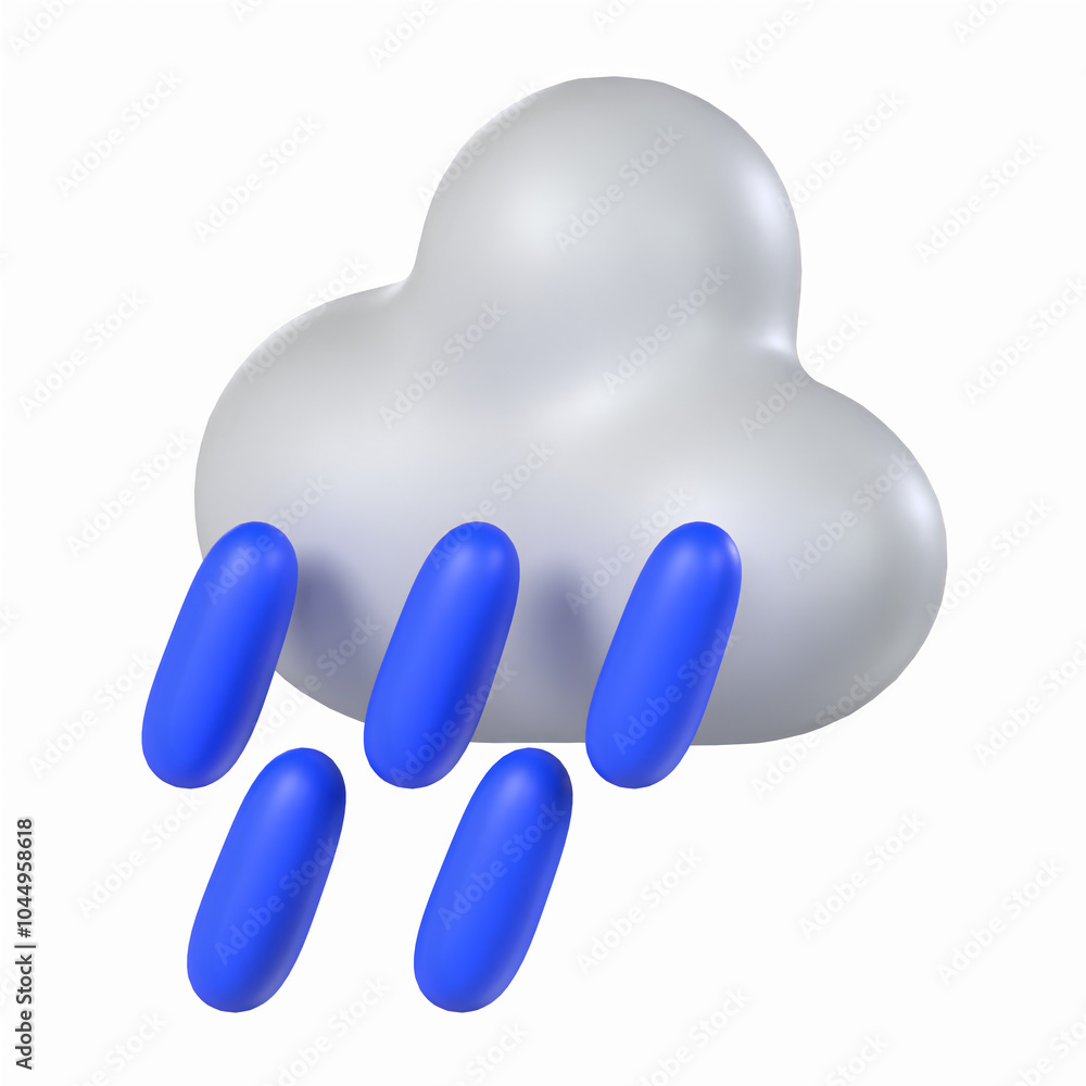 Heavy Rain 3D Icon Weather Model with Transparent Background Heavy Rain 3D Icon Weather Model with Transparent Background