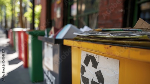 A recycle bin designated for paper only. photo