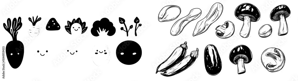 Vegetarian food set with fresh carrot, pumpkin, pepper, broccoli, potato and cauliflower. Colored flat modern illustration isolated on white. Vegetarian food set with fresh carrot, pumpkin, pepper, broccoli, potato and cauliflower. Colored flat modern illustration isolated on white.