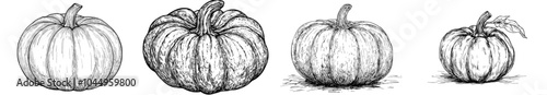 The autumn harvest season is here with this hand drawn monochrome illustration of a pumpkin