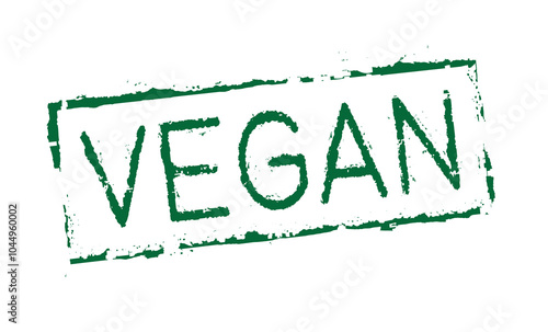 A rubber stamp VEGAN. The term VEGAN indicates that the stamps are specifically designed for individuals who adhere to a vegan lifestyle, which typically involves avoiding the use of animal products.