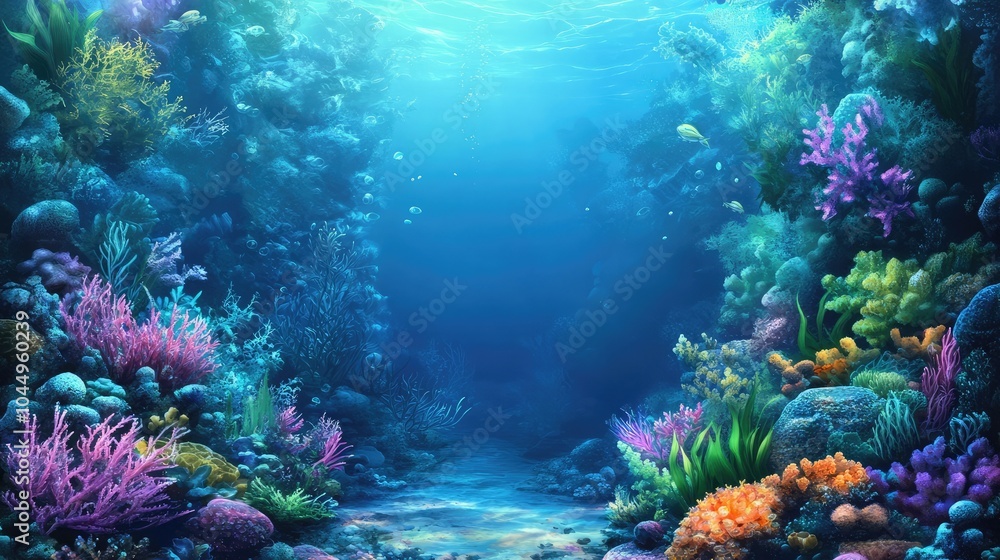 Underwater view of the deep sea, nature background Underwater view of the deep sea, nature background