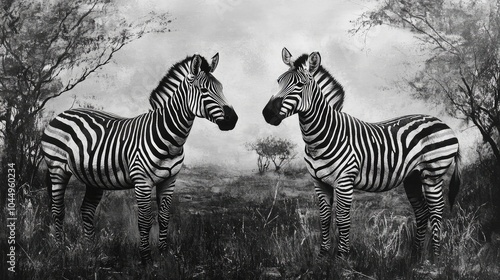 Two zebras in their natural habitat photo