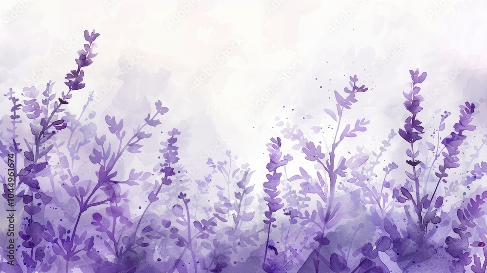 Obraz premium watercolor lavender background with a copy space, delicate soft pastel shade illustration greeting blank