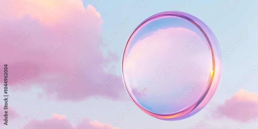 3D Render of a Search Icon in a Bubble on a Summer Sky Background, Augmented Reality Concept Generative AI 3D Render of a Search Icon in a Bubble on a Summer Sky Background, Augmented Reality Concept Generative AI