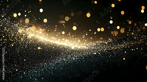 Abstract Gold Glitter Background - Dark Background with Shimmering Particles © Siasart Stock