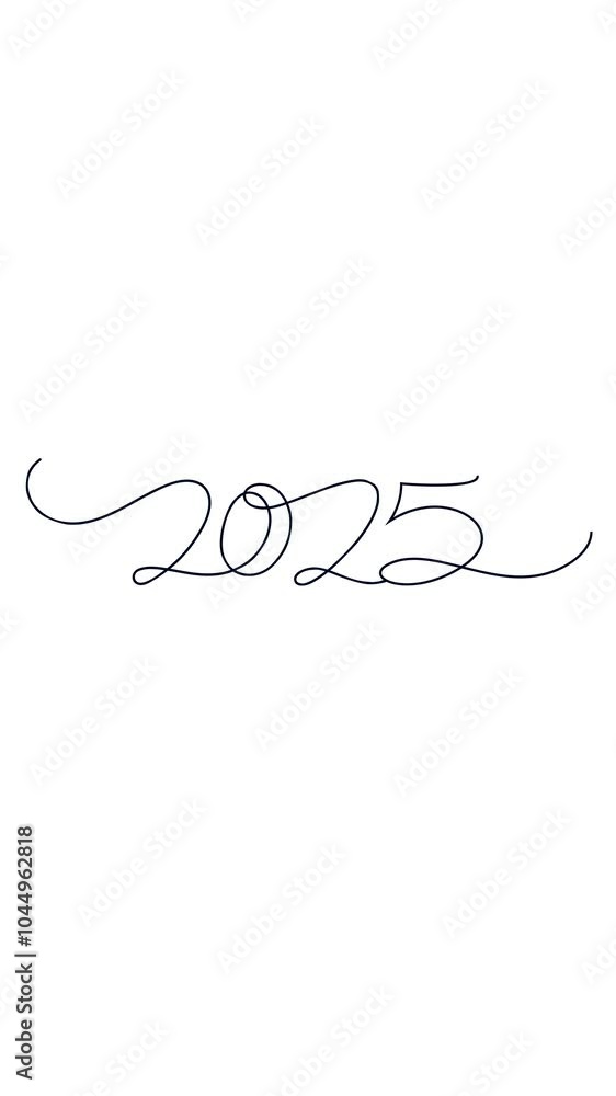 2025 number one line continuous handwritten 2D objects animation 2025 number one line continuous handwritten 2D objects animation