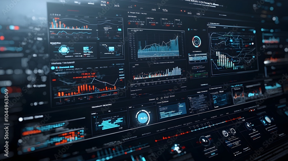 Cutting edge business intelligence dashboard showcasing real time data analysis and dynamic 3D data visualizations on a sleek virtual platform for data driven decision making Cutting edge business intelligence dashboard showcasing real time data analysis and dynamic 3D data visualizations on a sleek virtual platform for data driven decision making