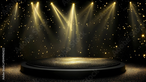 Black Stage with Golden Lig...