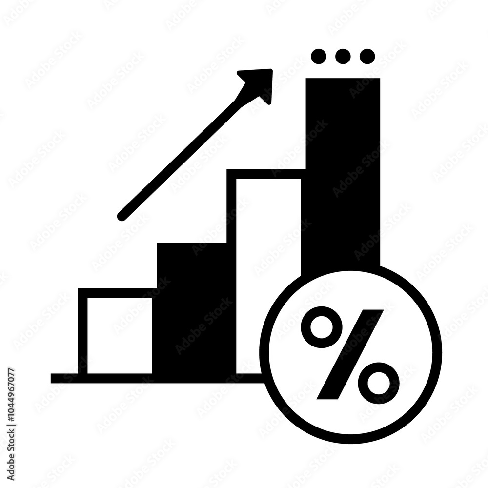 Interest Rate Hike Icon – Upward Arrow Piercing a Percentage Symbol, Representing Increase in Interest Rates Interest Rate Hike Icon – Upward Arrow Piercing a Percentage Symbol, Representing Increase in Interest Rates