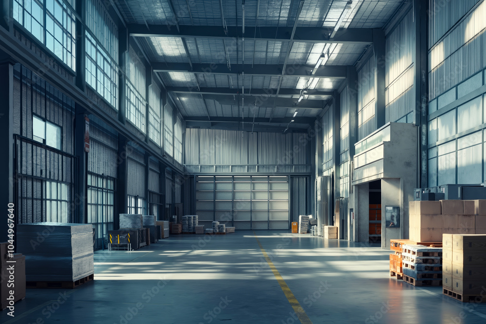 A large warehouse filled with lots of boxes and pallets A large warehouse filled with lots of boxes and pallets