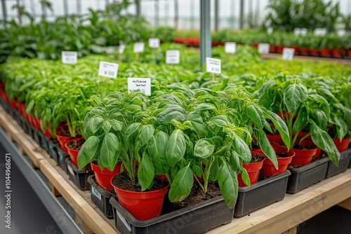 A Greenhouse Exhibiting Genetically Engineered Crops, With Labels Demonstrating Traits Like Pest Resistance And Enhanced Nutritional Value photo