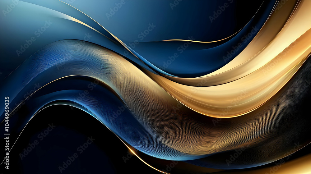 Obraz premium Abstract Background with Blue and Gold Waves