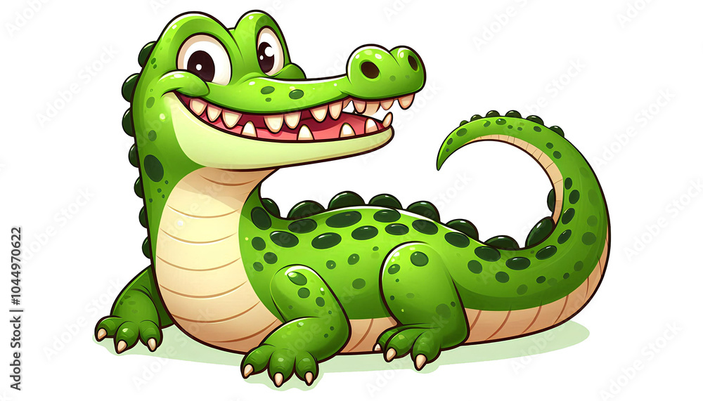 Fototapeta premium Toothy Grin Crocodile in Cartoon Art