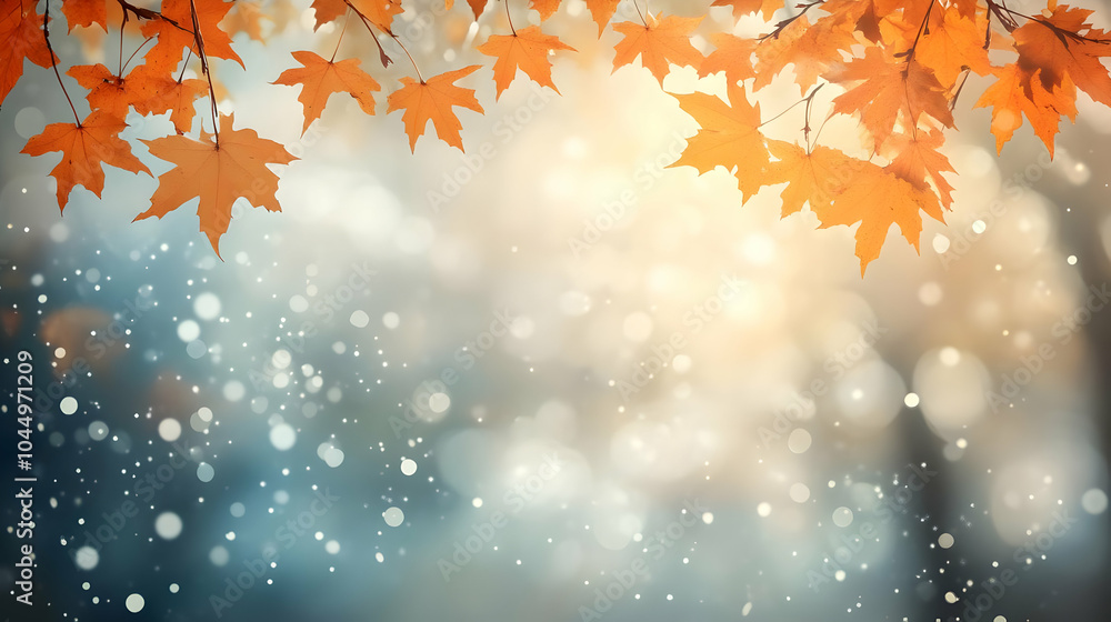 Autumn Leaves Background - Orange Maple Leaves on Bokeh Background Autumn Leaves Background - Orange Maple Leaves on Bokeh Background