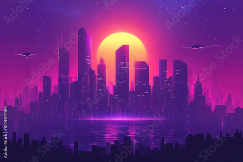 Futuristic City Skyline Wit...
