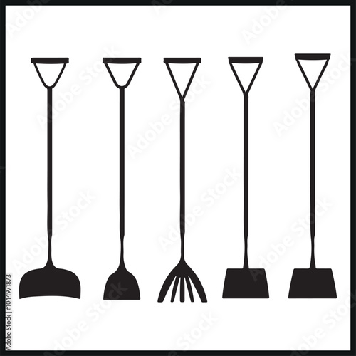 Garden bow rake silhouette equipment