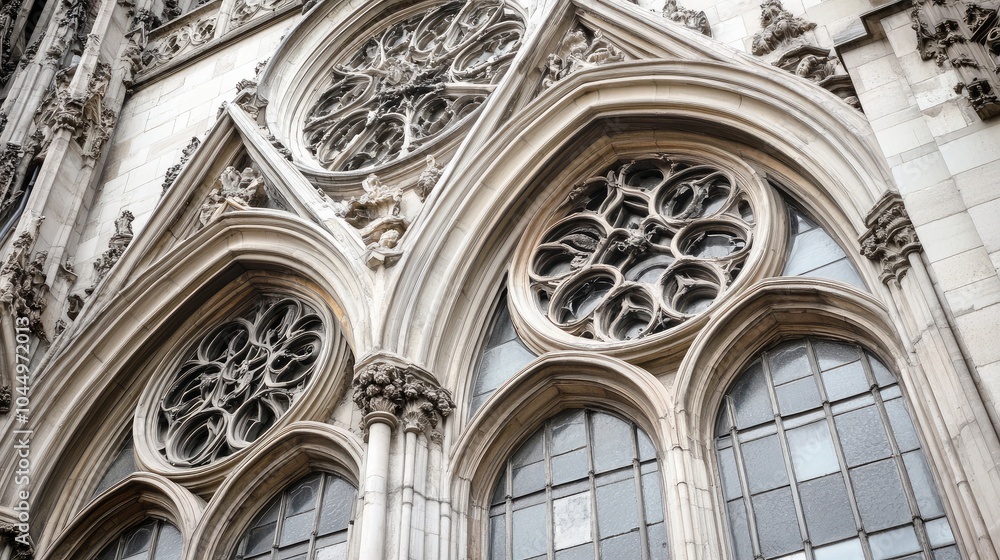 Fototapeta premium Intricate Gothic Architectural Detail of Cathedral Window