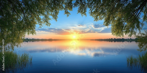 Wide Shot Of A Tranquil Lak...