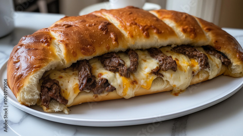 Savory Beef and Cheese Filled Bread Loaf Perfect for Food Blogs