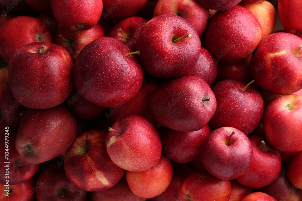 Fresh ripe red apples as background, top view Fresh ripe red apples as background, top view