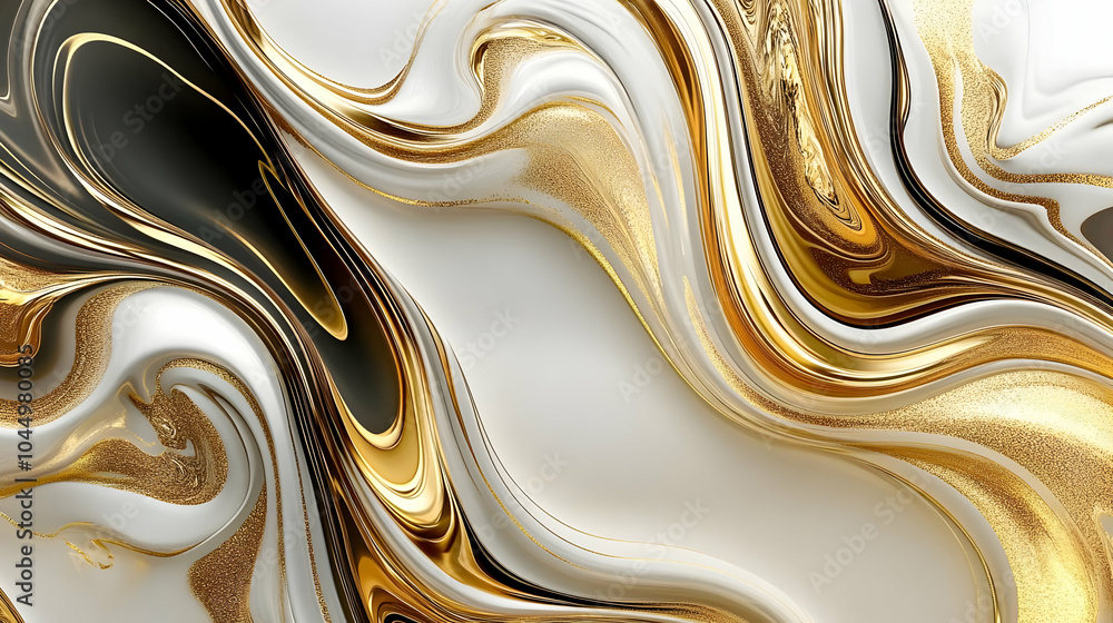 Abstract Background with Golden and White Swirls Abstract Background with Golden and White Swirls