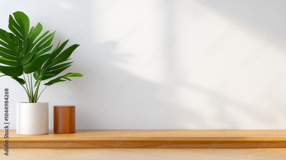 A minimalist setting where a lush green plant in a white pot rests on a simple wooden surface, creating a stylish and calm aesthetic with natural sunlight. A minimalist setting where a lush green plant in a white pot rests on a simple wooden surface, creating a stylish and calm aesthetic with natural sunlight.