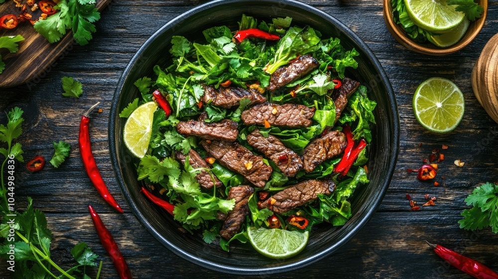 Fresh Salad with Juicy Steak and Vibrant Greens Fresh Salad with Juicy Steak and Vibrant Greens