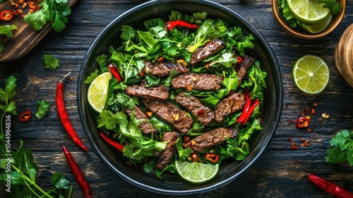 Wallpaper Mural Fresh Salad with Juicy Steak and Vibrant Greens Torontodigital.ca