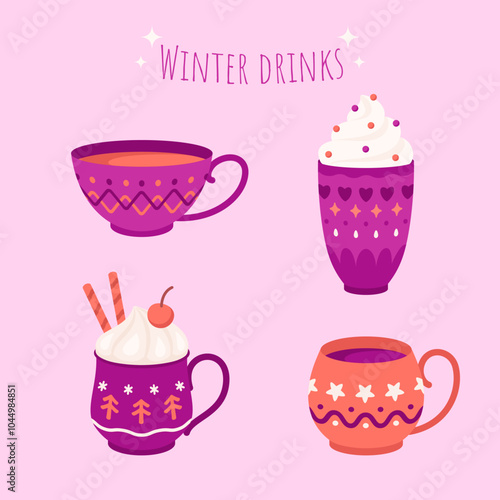 Winter sweet cozy drinks collection