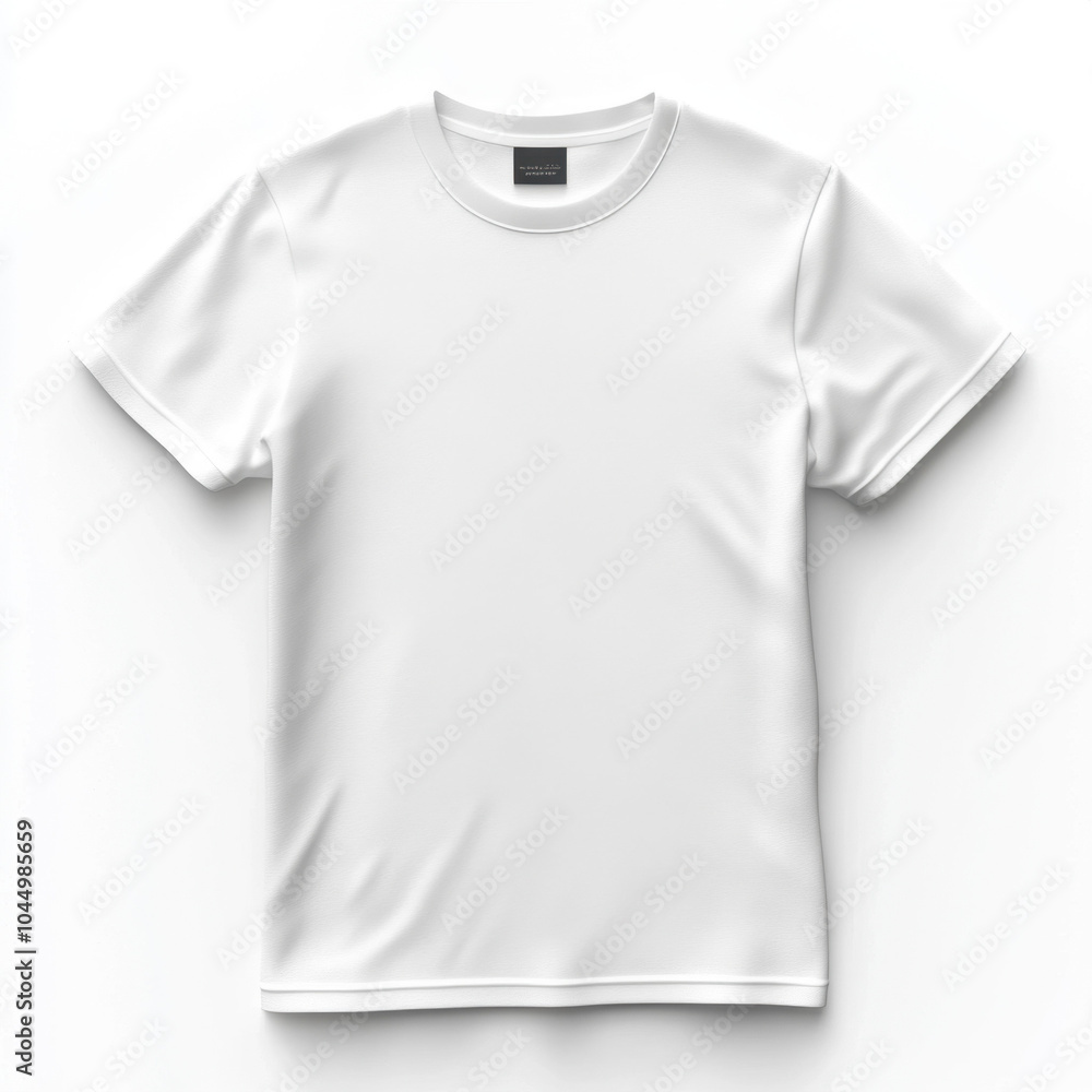 A plain white t-shirt displayed on a neutral background, suitable for design or fashion use. A plain white t-shirt displayed on a neutral background, suitable for design or fashion use.