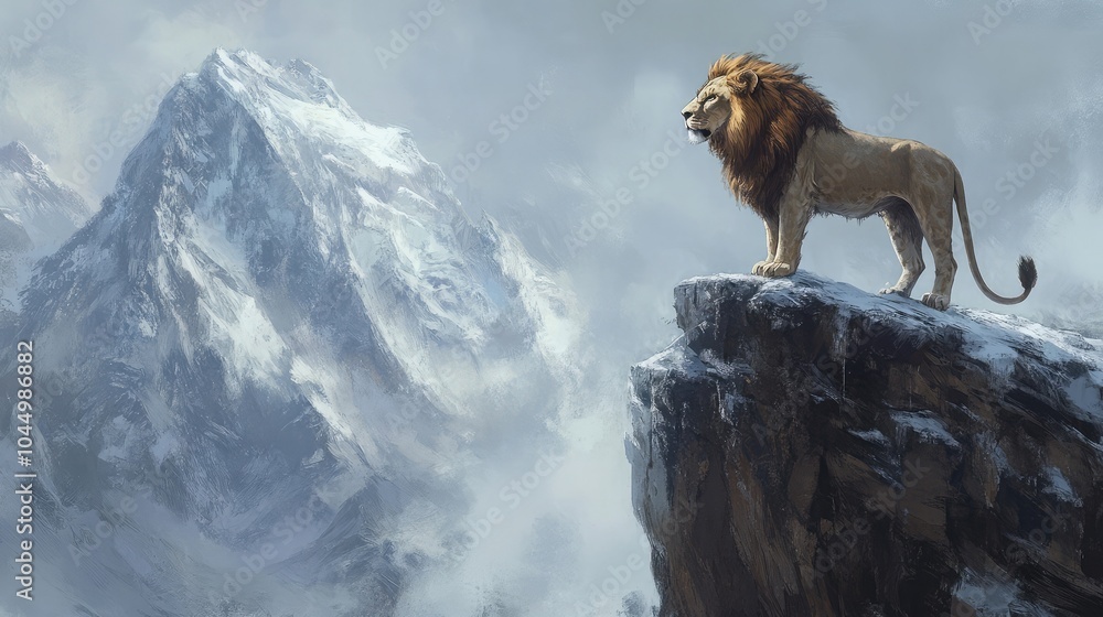 Majestic lion surveying its kingdom Majestic lion surveying its kingdom