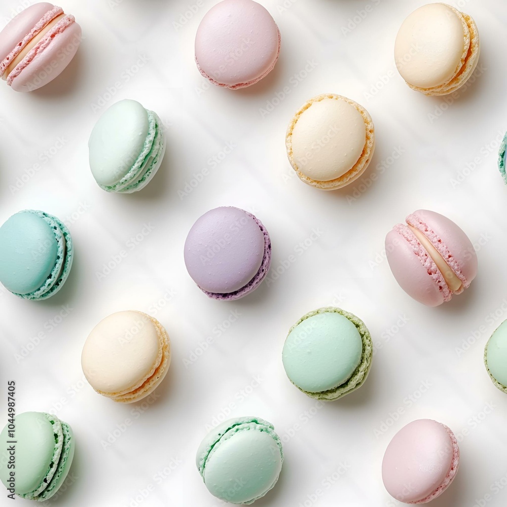 Obraz premium Pastel-colored macarons arranged in a circle.