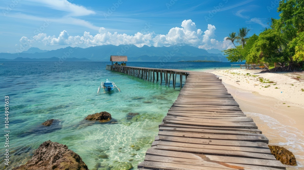 Wooden Pier Leading to Tropical Island Paradise Wooden Pier Leading to Tropical Island Paradise