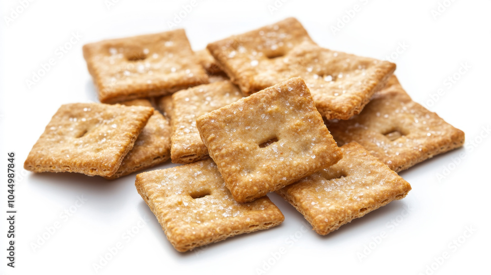 Crunchy, golden-brown crackers stacked together, showcasing their square shape and textured surface. A delicious snack option for various occasions. Crunchy, golden-brown crackers stacked together, showcasing their square shape and textured surface. A delicious snack option for various occasions.