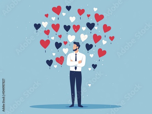 Wallpaper Mural Positive business mind, mini hearts, safe environment, flat design Torontodigital.ca