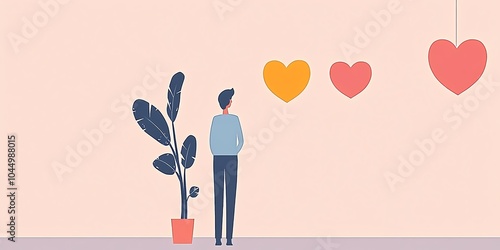 Business mindset with hope, mini hearts, safe environment, flat design