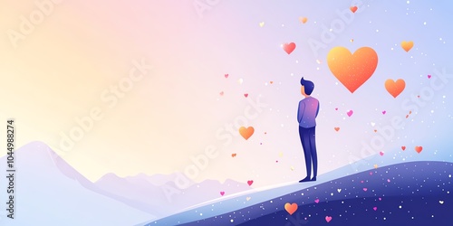 Business mindset with hope, mini hearts, safe environment, flat design